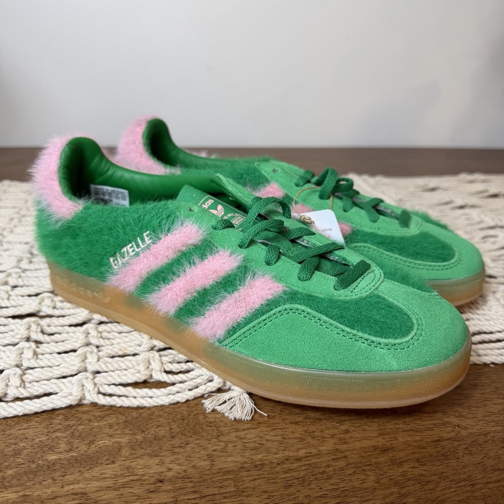 adidas Originals Gazelle Indoor Green Glow Pink JP8342 Women's US 7.5 NEW Soccer